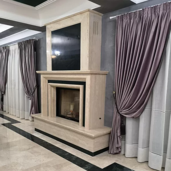 Draperie lila cu bandă decorativă pe margini - imagine 3